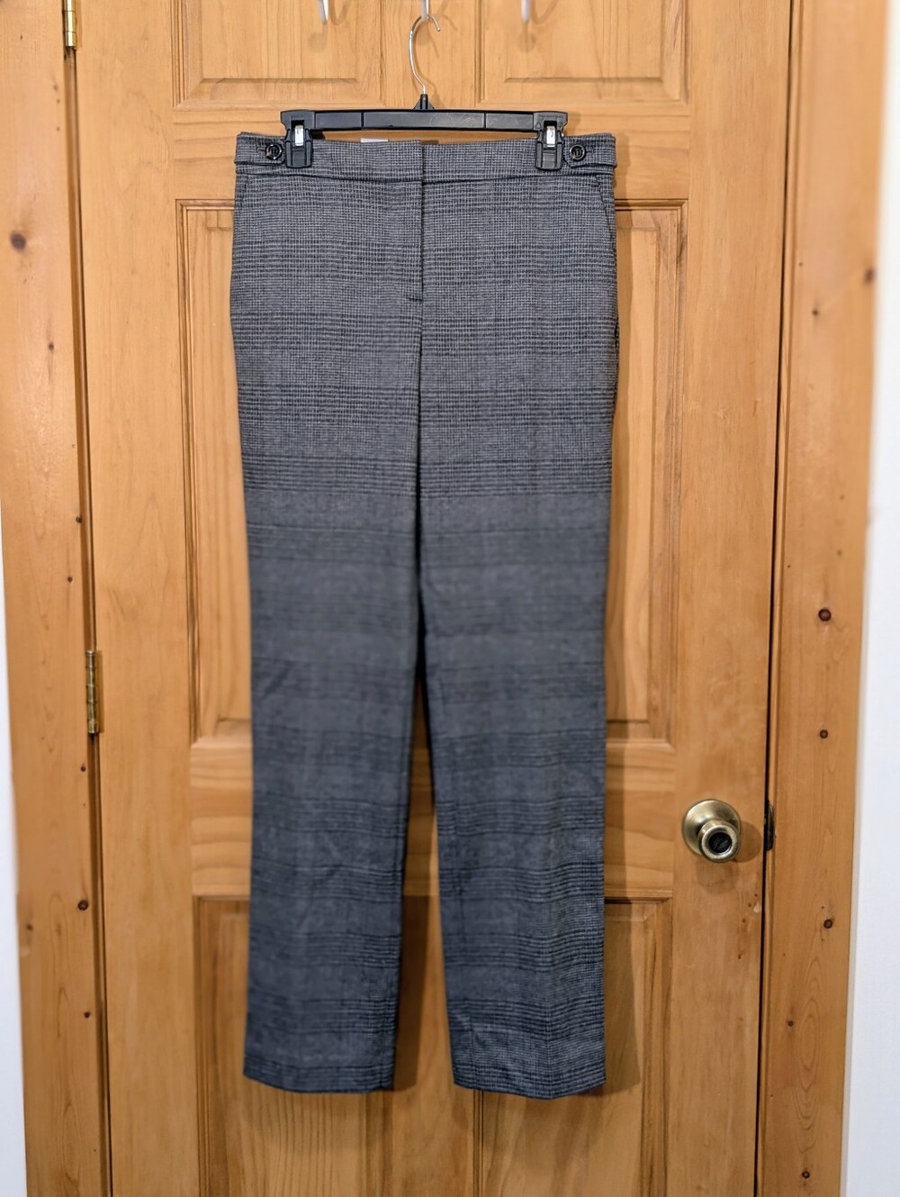 NWT Ann Taylor The Straight In Curvy Dress Pants Trousers Black Gray Plaid Sz 4